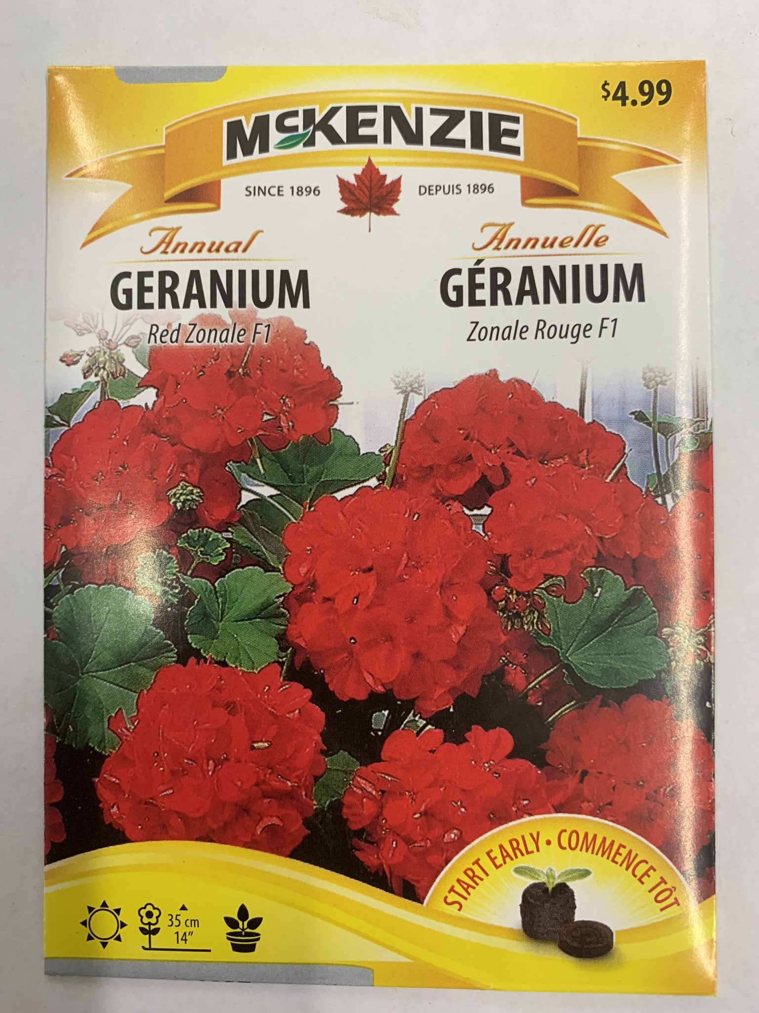 McKenzie Flower Seed Annual Geranium Red Zone F1